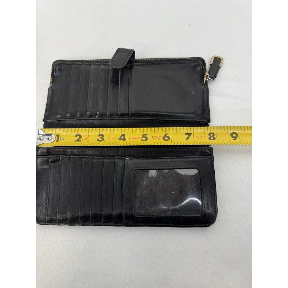 Coach Black Leather Bifold Wallet Zipper Clutch - Picture 6 of 9